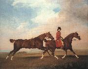 STUBBS, George William Anderson with Two Saddle-horses er oil